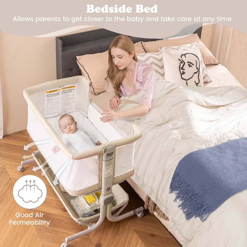 Costway Baby Bassinet Bedside Sleeper with 6-Level Adjustable Height - See Details