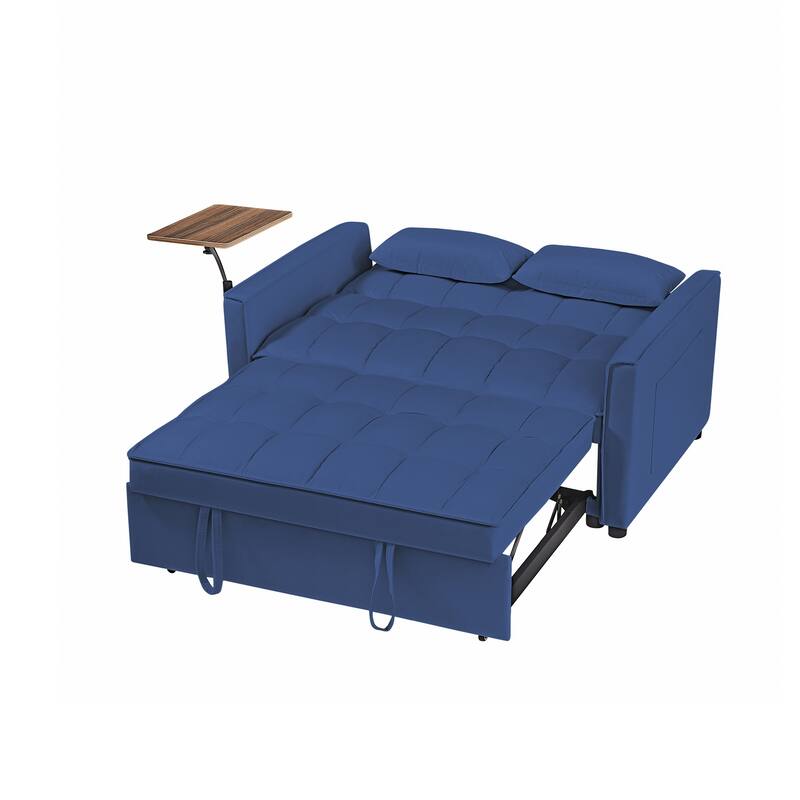 3-in-1 Convertible Sleeper Sofa Bed, Loveseat with Side Pockets, Small Lounge Sofa with Adjsutable Backrest and Lumbar Pillow