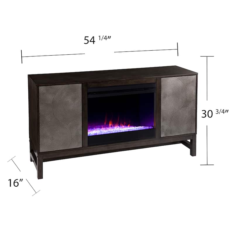 SEI Furniture Lanigan Contemporary Brown Wood Color Changing Fireplace