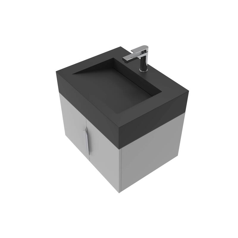 Nile 24-Inch Wall Mounted Bathroom Vanity Set w/ Black Top