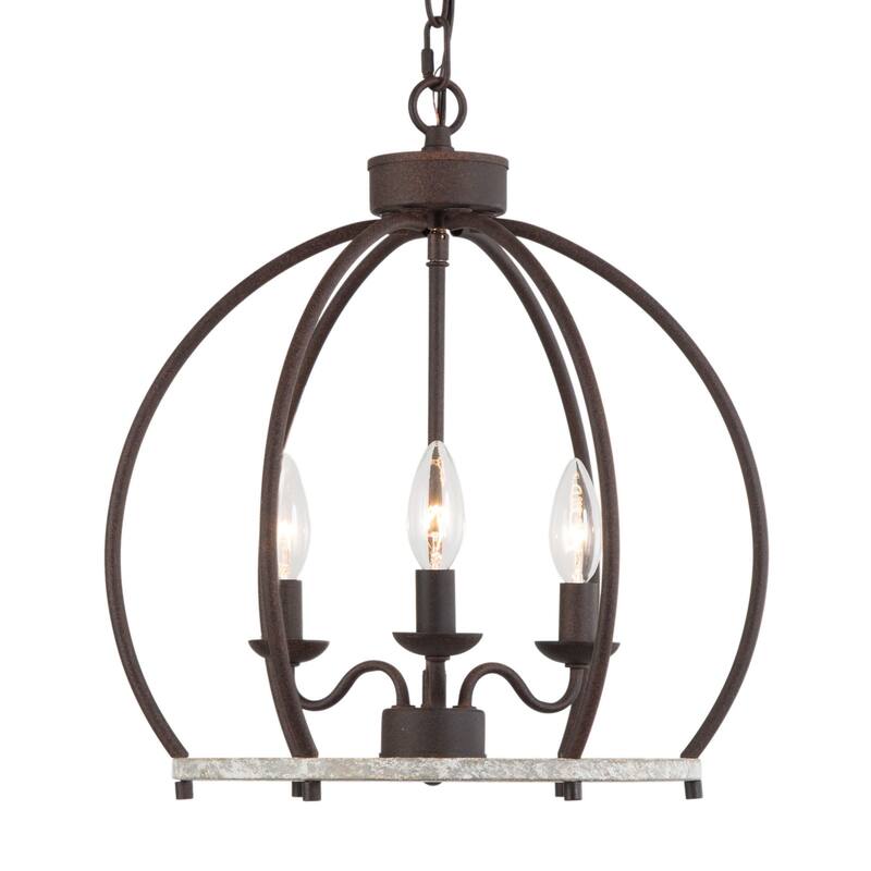 Farmhouse 3-Light Lantern Chandelier Rustic Pendant for Kithcen Island Foyer - 15'' L x 15'' W x 16.5'' H