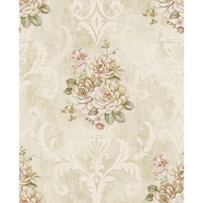 Seabrook Designs Eryn Floral Damask Unpasted Wallpaper