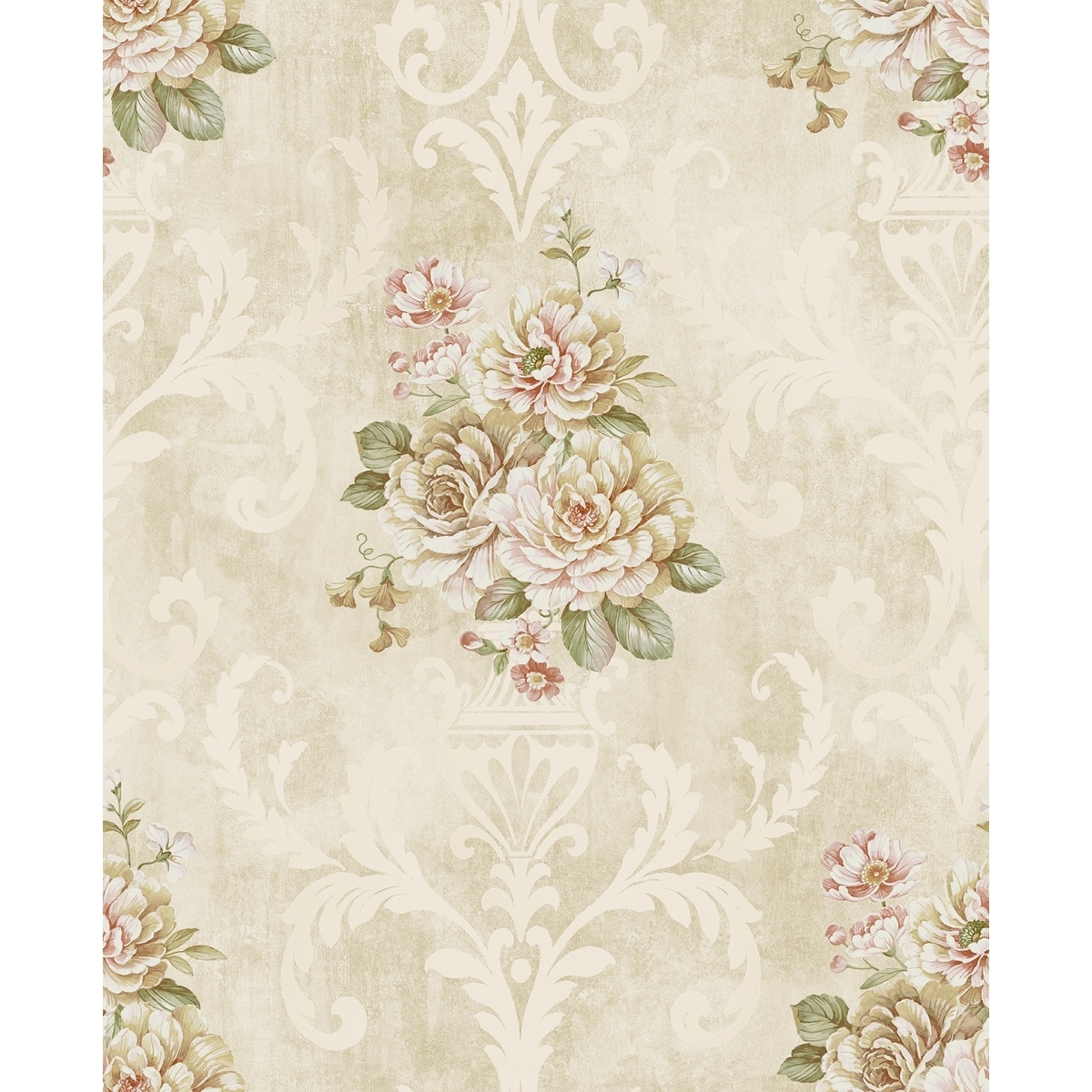 Seabrook Designs Eryn Floral Damask Unpasted Wallpaper