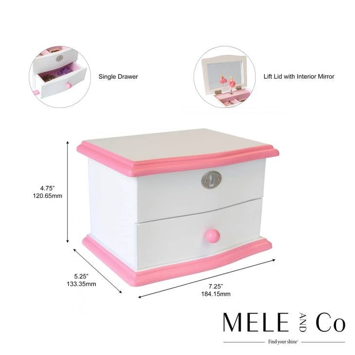 Mele & Co Cora Musical Ballerina Jewelry Box For Girls - Dancing Figure With Mirror