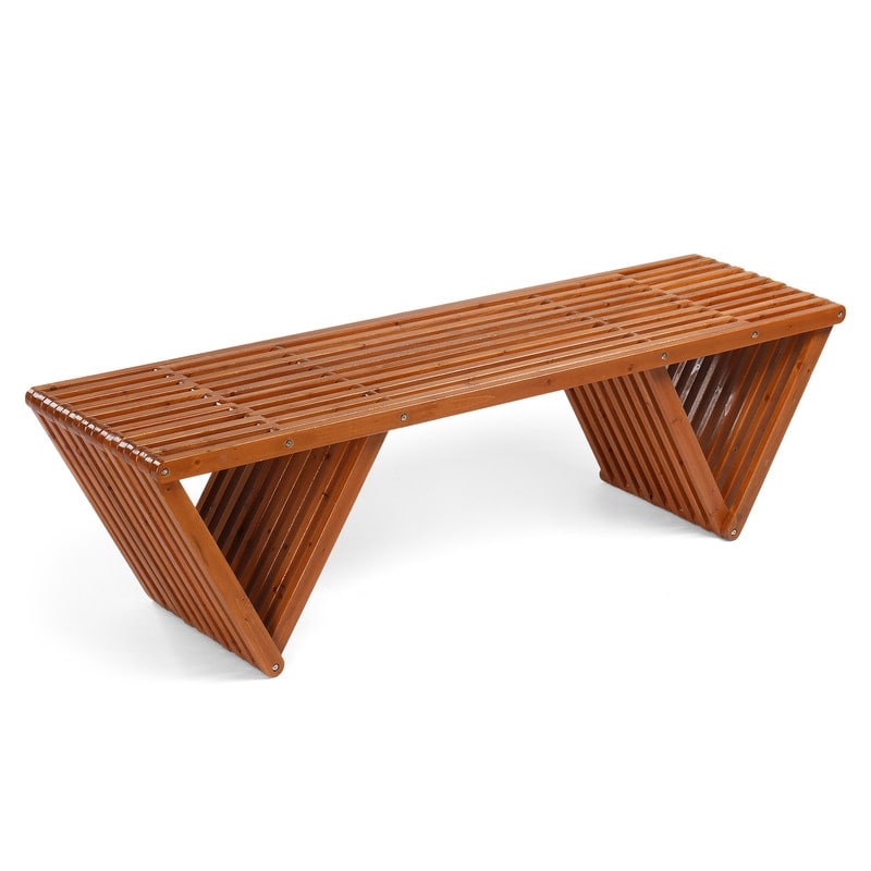 63 in. 3-Person Outdoor Wood Bench with Triangle Base - 63 x 16.5 x 17.7 in.
