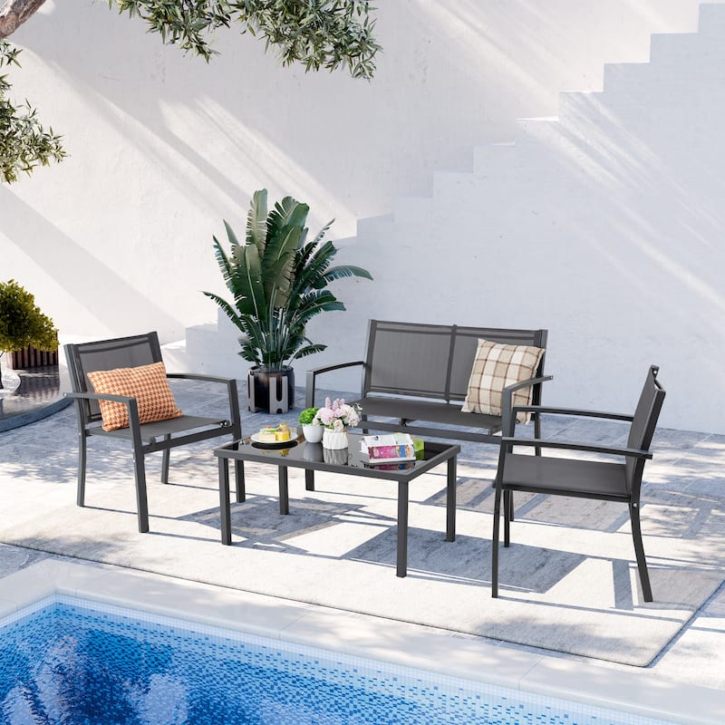 Futzca 4-Piece Outdoor Patio Furniture Set, Textilene Bistro Patio Set