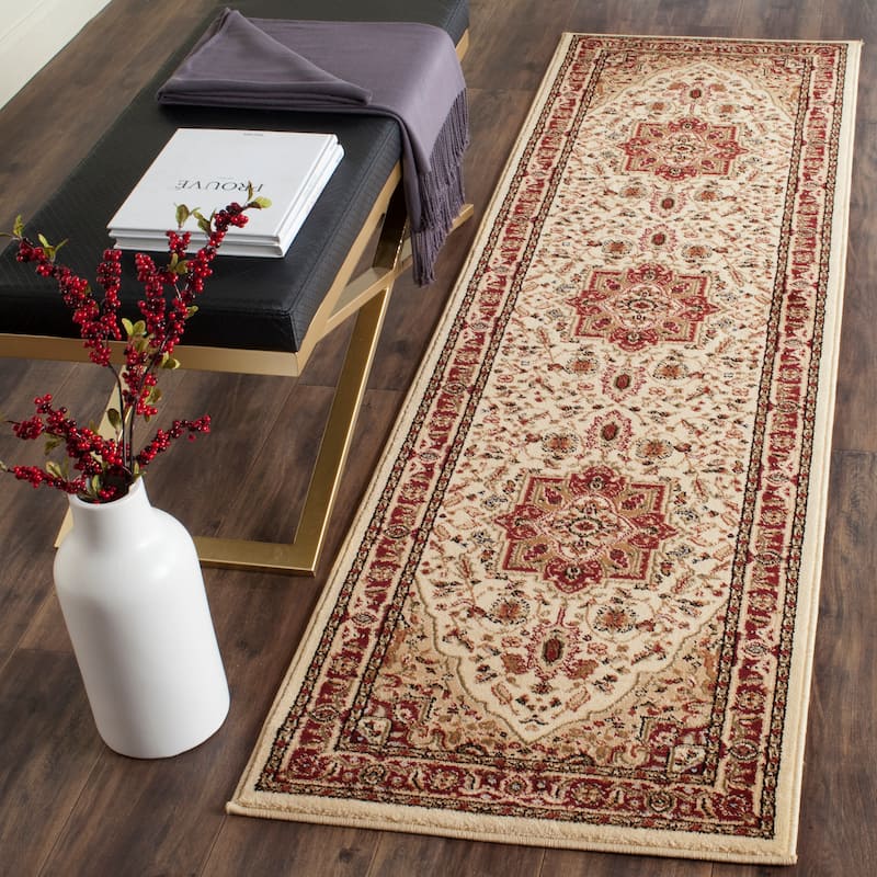 SAFAVIEH Lyndhurst Feryal Traditional Oriental Medallion Rug - 2'3" x 8' Runner - Ivory/Red - Runner