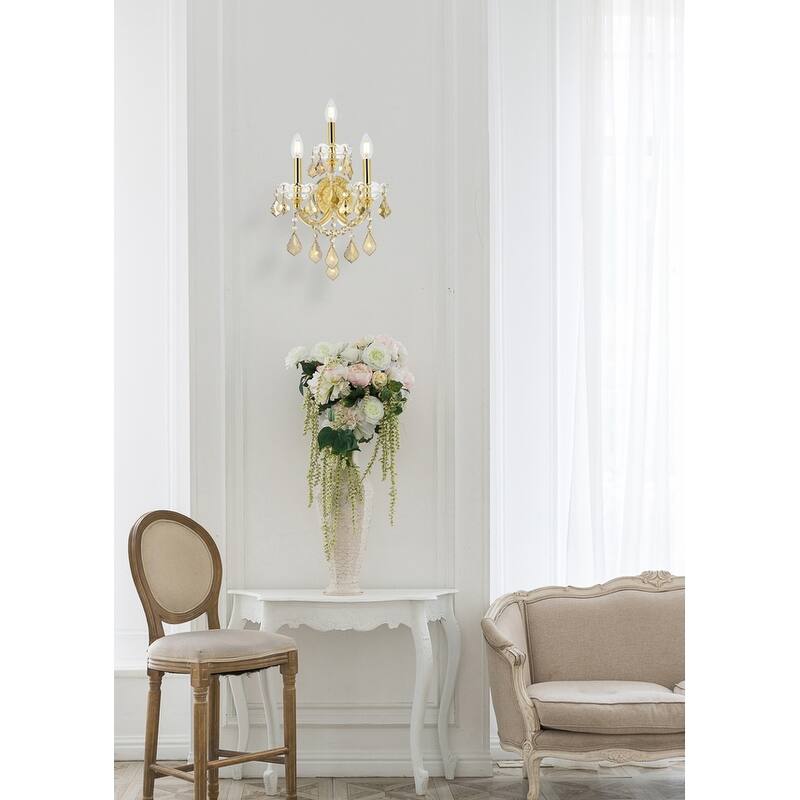 Fleur Illumination Collection Wall Sconce D:12in H:22in E:8.5in Lt:3 Gold Finish