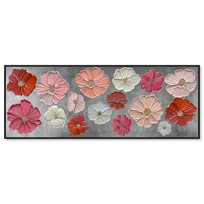 Floral Impasto Silver Panoramic Canvas by Art Remedy