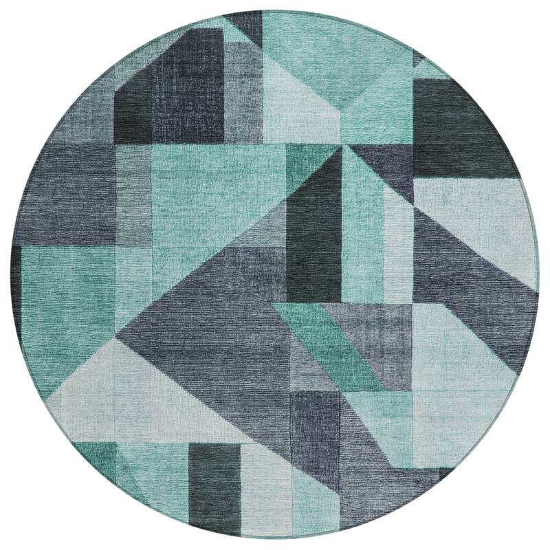 Machine Washable Indoor/ Outdoor Modern Geo Chantille Rug