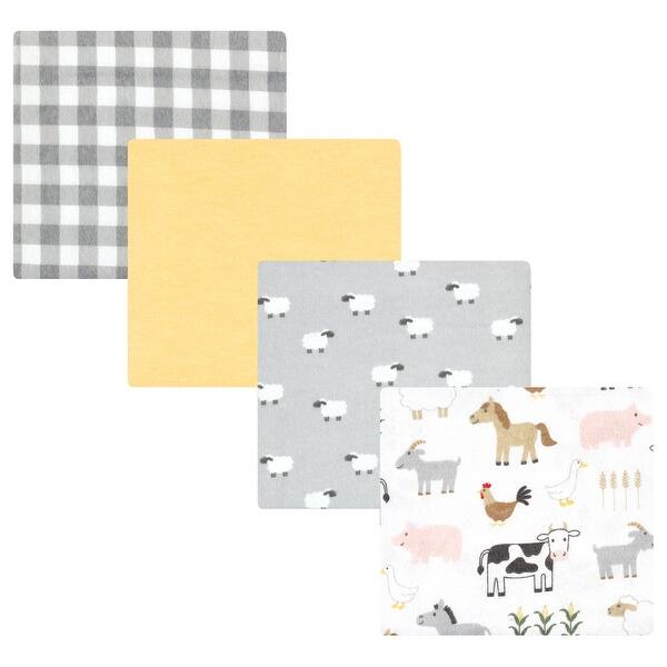 slide 1 of 1, Hudson Baby Cotton Flannel Receiving Blankets, Cute Farm, One Size - Cute Farm - One Size One Size - Cute Farm
