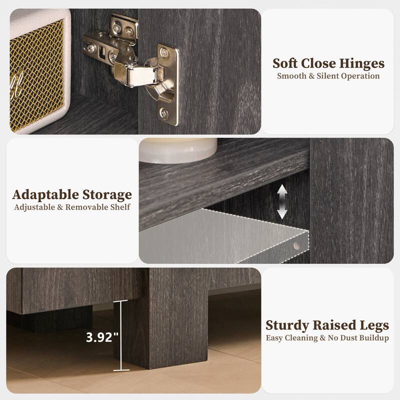 Modern Farmhouse TV Stand, Wood Entertainment Center for Living Room