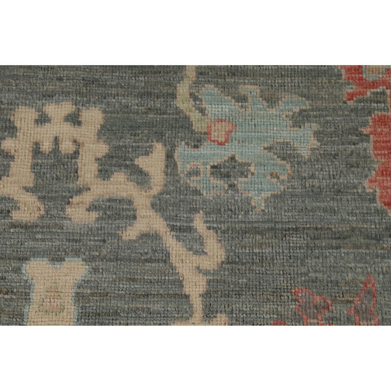 Hand Knotted Oriental 100% Wool Carpet Transitional All-Over Greys & Charcoal Oushak Area Rug - 9' 10'' X 8' 1''