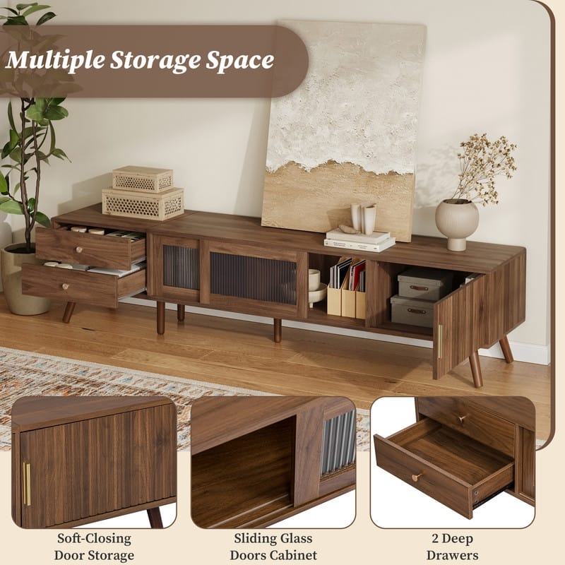 76-Inch TV Stand For Tvs Up To 85", Entertainment Center TV Media Console Table With Storage Cabinet And 2 Drawers