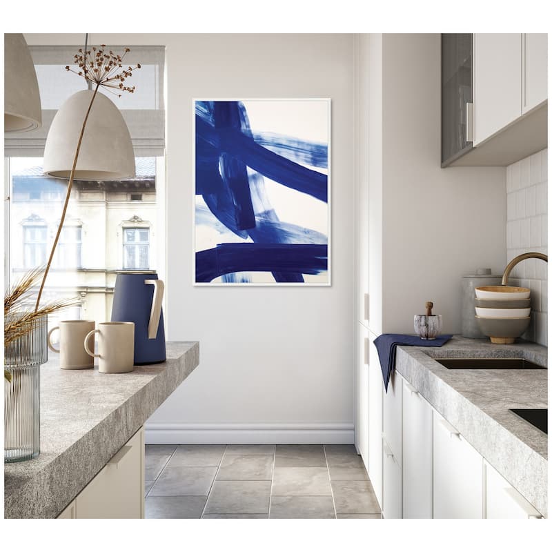 Kate and Laurel Cobalt Mark No. 1 by Amy Lighthall Framed Canvas Wall Art Print