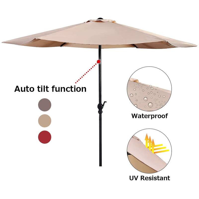 Costway 9ft Patio Umbrella Outdoor W/ 50 LBS Round Umbrella Stand W/