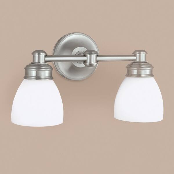 Norwell Lighting 8792 Spencer 9 Tall 2 Light Bathroom Vanity Light Brushed Nickel With Opal Glass Overstock 13013499 Brushed Nickel With Opal Glass