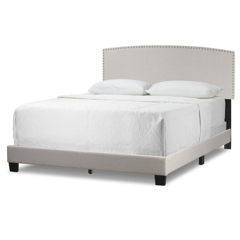 Ausca Fabric Queen Bed with Nail Head Trim - Beige