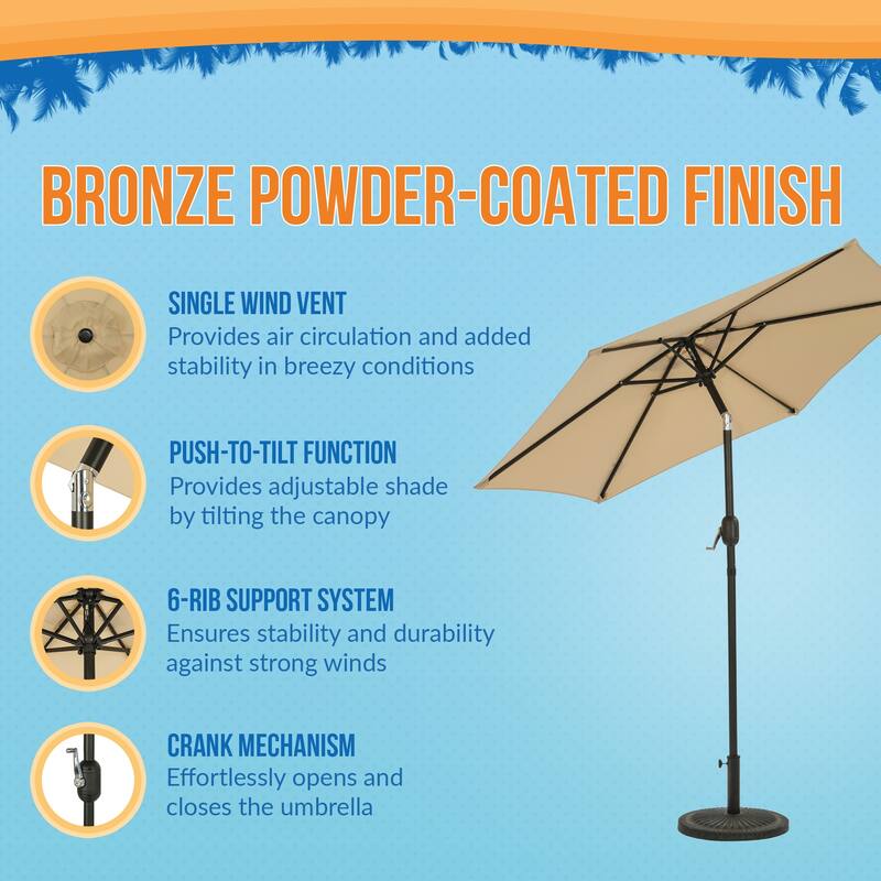 Island Umbrella Bistro 7.5-ft Hexagon Market Umbrella with Polyester Canopy
