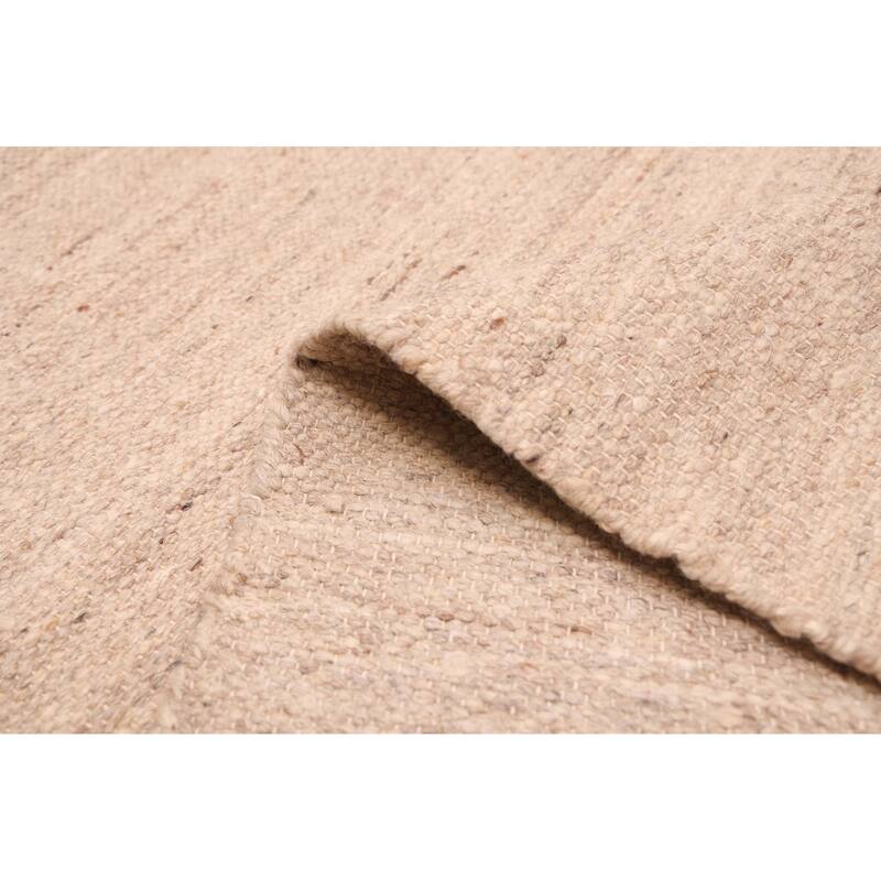 ECARPETGALLERY Flat-Weave Nevada Beige Wool Kilim - 8'0 x 9'10
