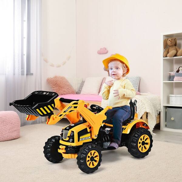 Shop Costway 12v Battery Powered Kids Ride On Excavator Truck With