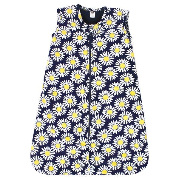 slide 1 of 1, Hudson Baby Infant Girl Plush Faux Fur Sleeping Bag, Wearable Blanket, Navy Daisy 12-18 Months - Navy Daisy