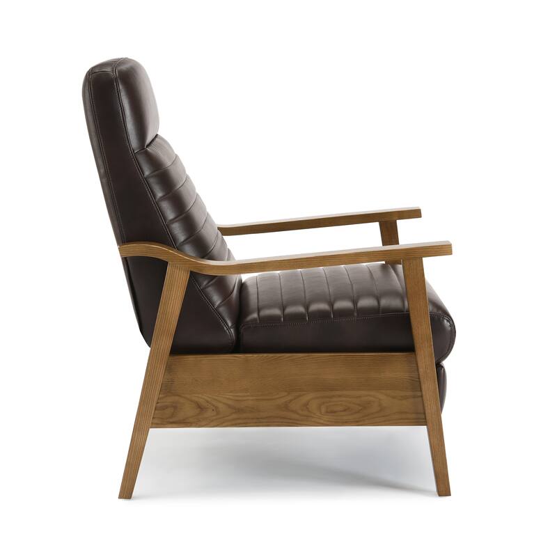 Asher Wood Arm Push Back Recliner - Burnished Brown