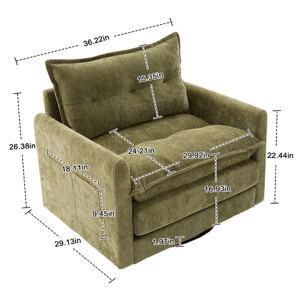 dimension image slide 0 of 7, GALDWIN Chenille Upholstered 360°Degree Swivel Mid Century Modern Arm Chair for Living Room