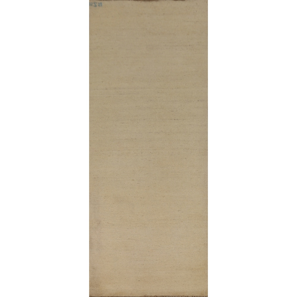 Modern Gabbeh Runner Rug Hand-Knotted Wool Carpet - 3'0"x 9'8"
