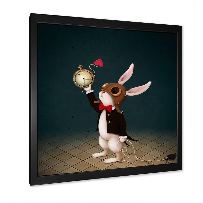 Designart "White Rabbit Alice In Wonderland I" Children's Art Framed Art Print