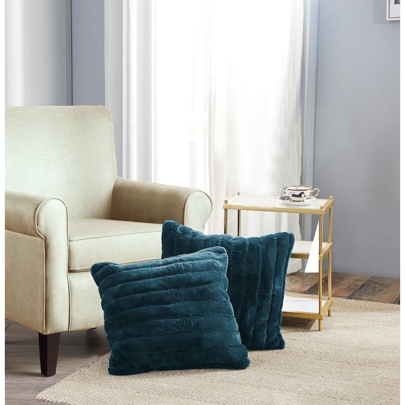 Serenta SuperMink Solid Color Throw Pillow Shell Cushion Cover Set - 26" x 26" - Dragonfly - Set of 2