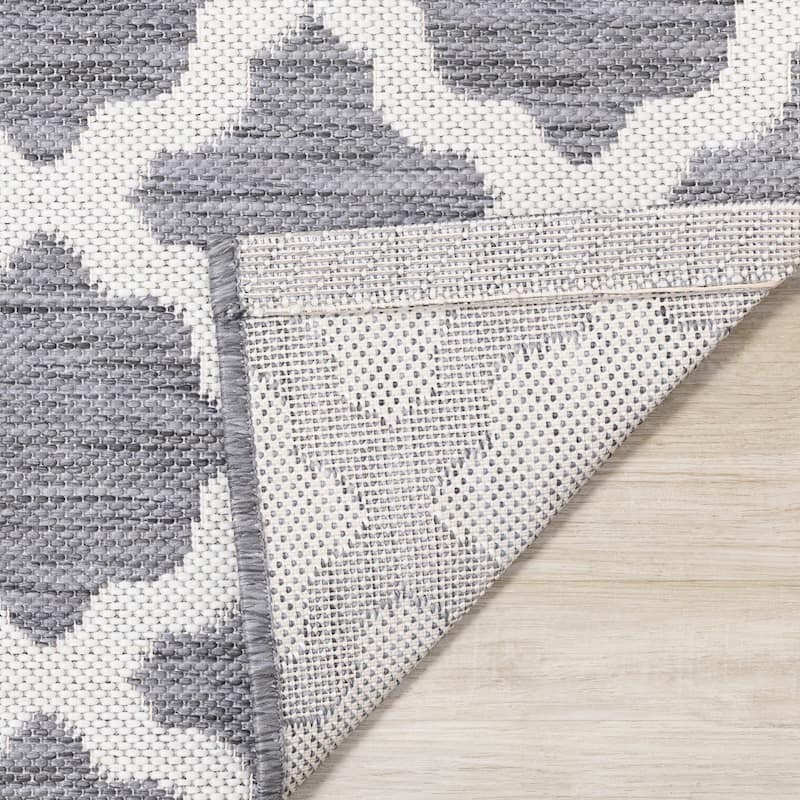 Grey White Classic Outdoor Area Rug