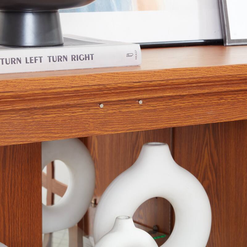 LED Antique Curio Display Cabinet with Glass Doors, Adjustable Shelves and Vintage 4-Door Design