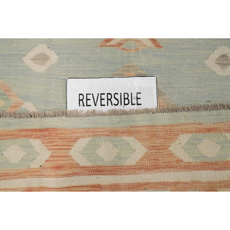 Hand Woven Oriental 100% Wool Carpet Southwestern Tribal Navy Blue & Blues Kilim Area Rug - 9' 9'' X 6' 5''