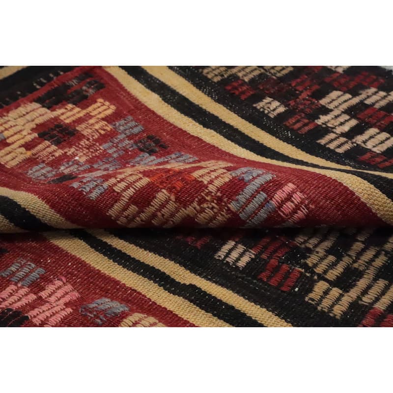 Hand Woven Oriental 100% Wool Carpet Southwestern Tribal Multi-Colored Kilim Area Rug - 9' 0'' X 6' 1''