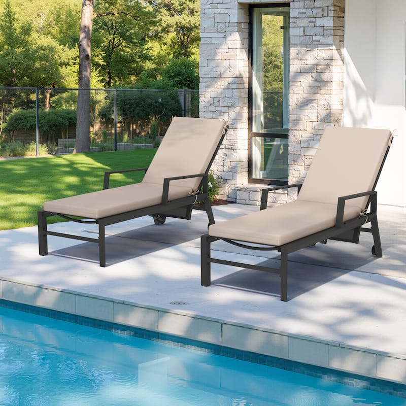 Outdoor Patio Chaise Lounge Cushion with Sunbrella