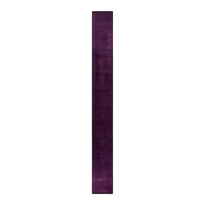 Overton Hand Knotted Wool Vintage Inspired Modern Contemporary Overdyed Purple Runner Rug - 2' 7" x 24' 1"