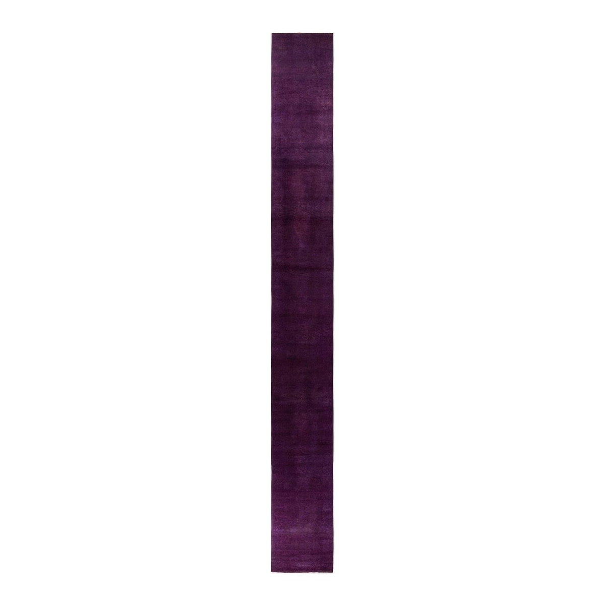 Overton Hand Knotted Wool Vintage Inspired Modern Contemporary Overdyed Purple Runner Rug - 2' 7" x 24' 1"