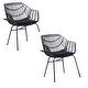 preview thumbnail 1 of 4, Niya Patio Chair Set of 2, Polyester, Black Steel, Outdoor Rattan Wicker