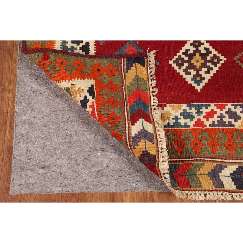 Kilim Qashqai Persian Vintage Rug Flatweave Geometric Wool Carpet - 4'11"x 7'11"