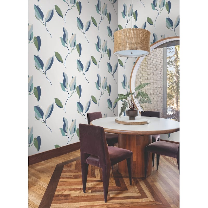 York Wallcoverings Brushwork Branches Alpine and Cobalt Wallpaper