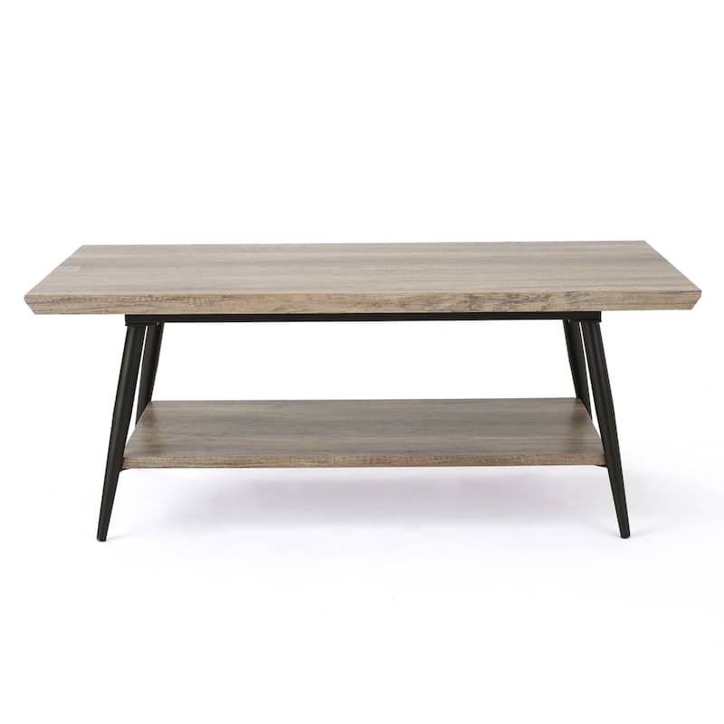 Mid-Century Modern Coffee Table 2 Tier Coffee Table Stylish Coffee Table with Lower Shelf for Living Room