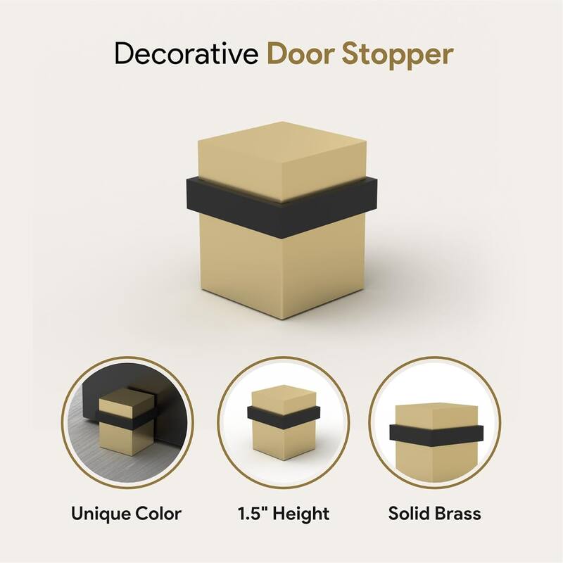 Mega Handles 1.5 Inch Square Floor-Mounted Door Stopper | Heavy Duty Zinc Door Knob and Wall Protection