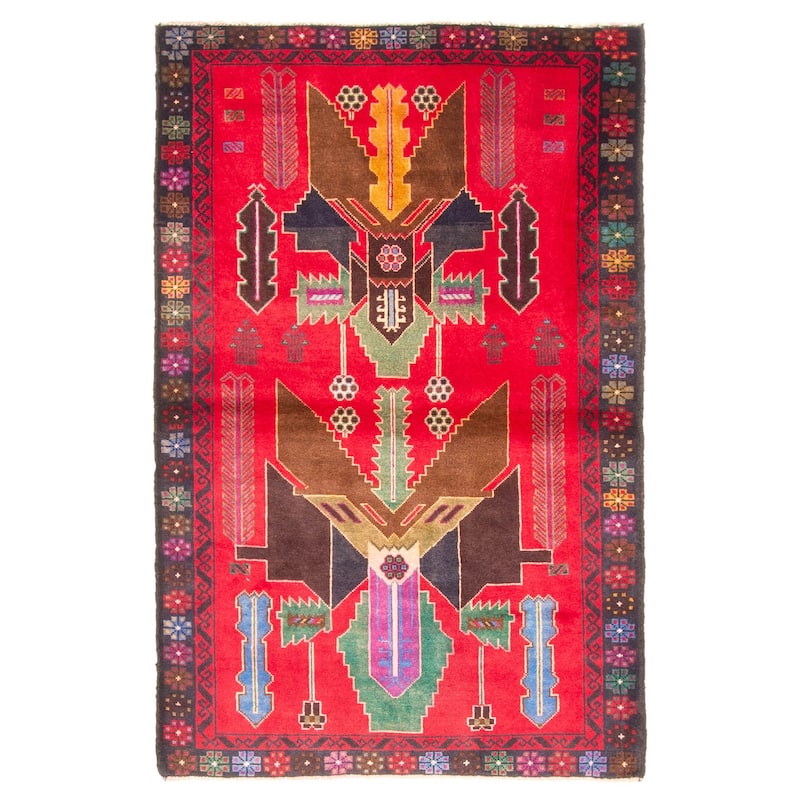 ECARPETGALLERY Hand-knotted Teimani Red Wool Rug - 2'11 x 4'9
