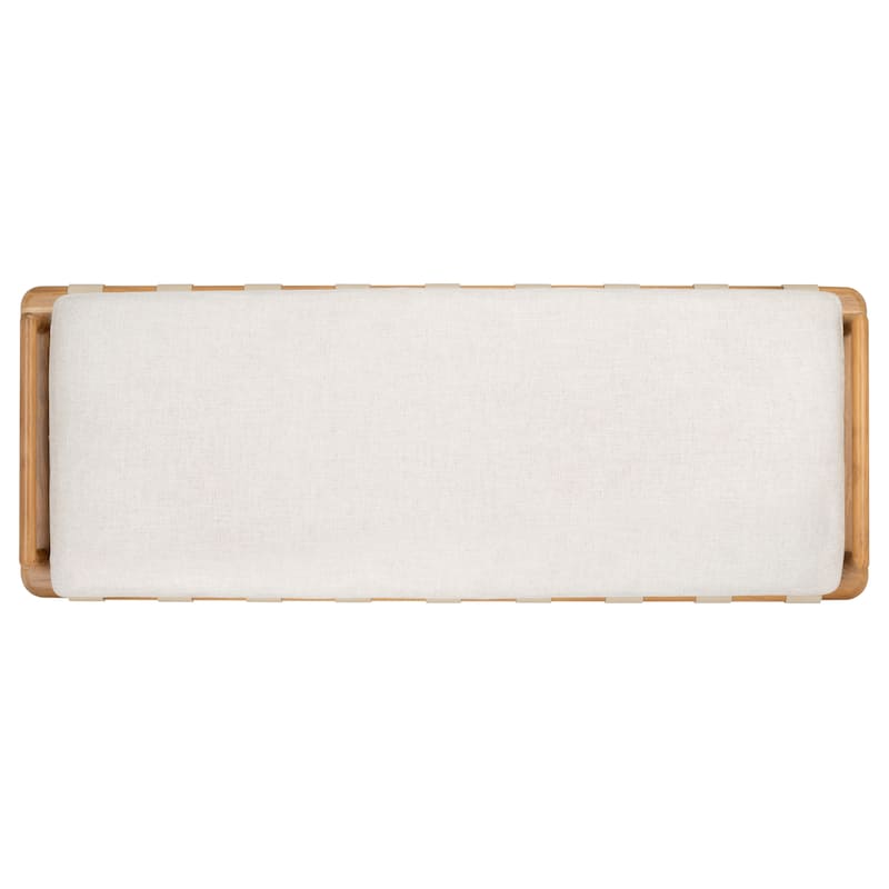 SAFAVIEH Couture Grizelda Teak Cushion Bench - 70 In W x 26 In D x 19 In H - 70Wx26Dx19H