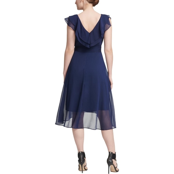 womens navy blue midi dress