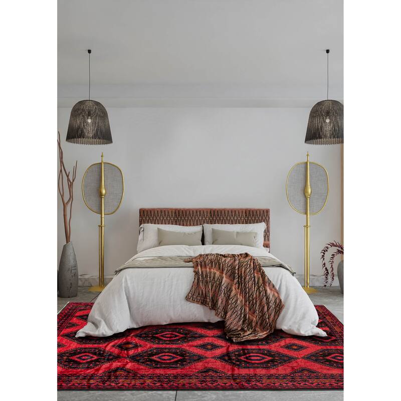 ECARPETGALLERY Hand-knotted Teimani Red Wool Rug - 9'6 x 11'10