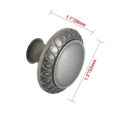 Utopia Alley Barnet Cabinet Ring Pull Knob - Vintage Cabinet Pewter Hardware with Hand, Metal Drawer Pull Knobs 1.3"