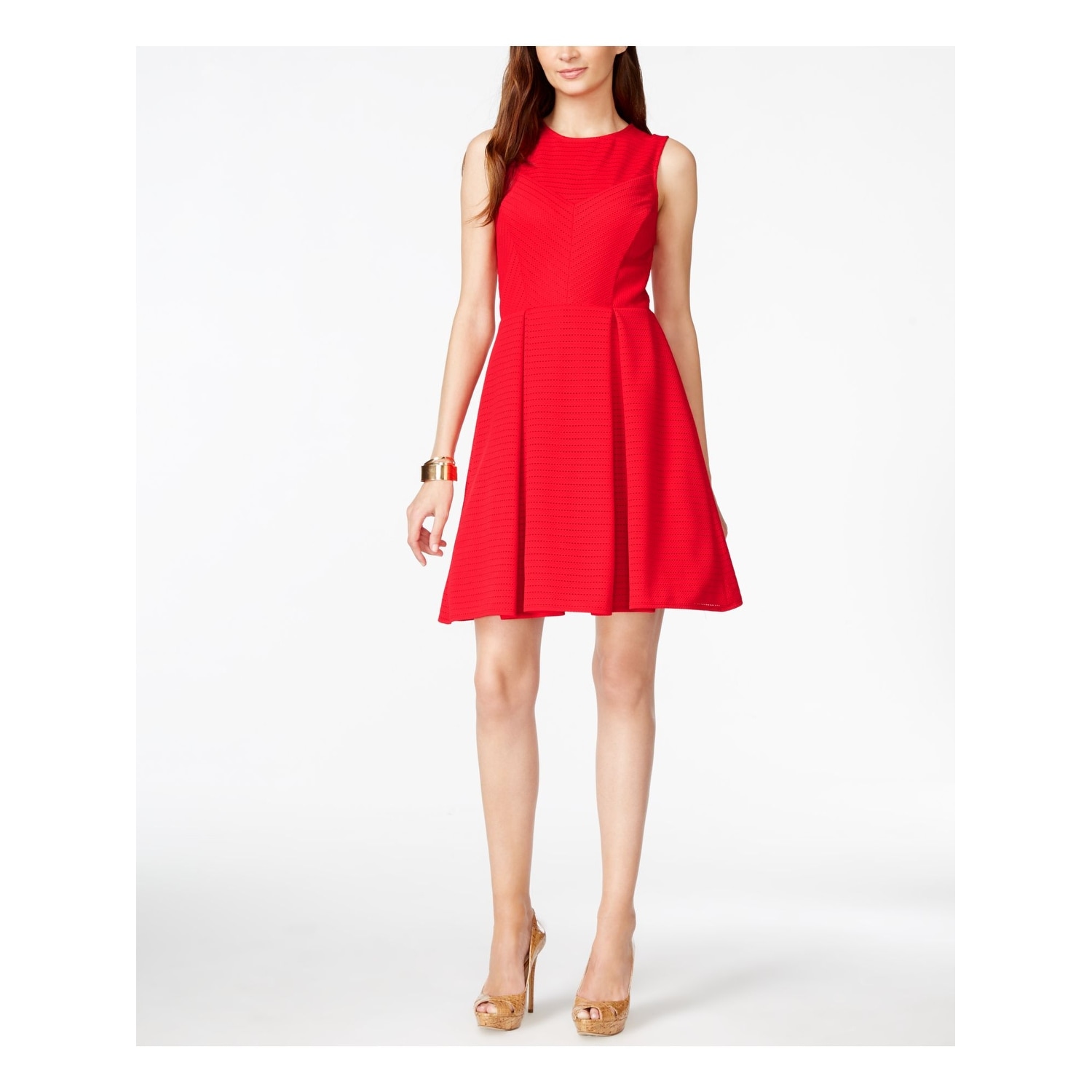 red fit flare dress