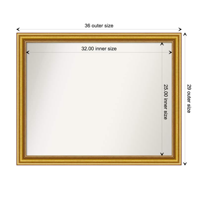 Townhouse Gold Framed Non-Beveled Custom Wall Mirror, Bathroom Vanity Mirror - Outer Size: 35.75 x 28.75